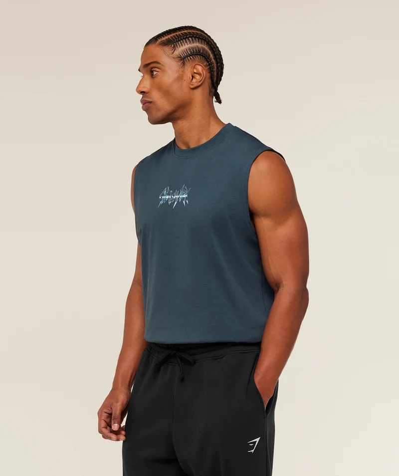 Gymshark Eagle Band Style Graphic Tank - Stealth Blue
