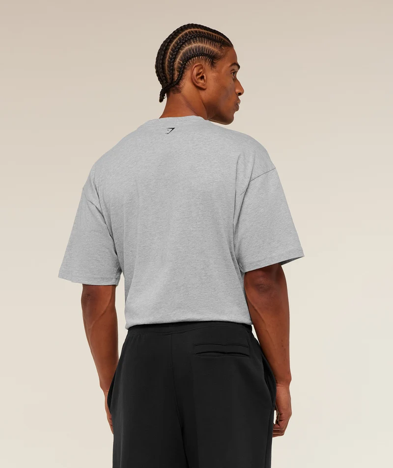 Gymshark 12 Graphic T-Shirt - Light Grey Core Marl