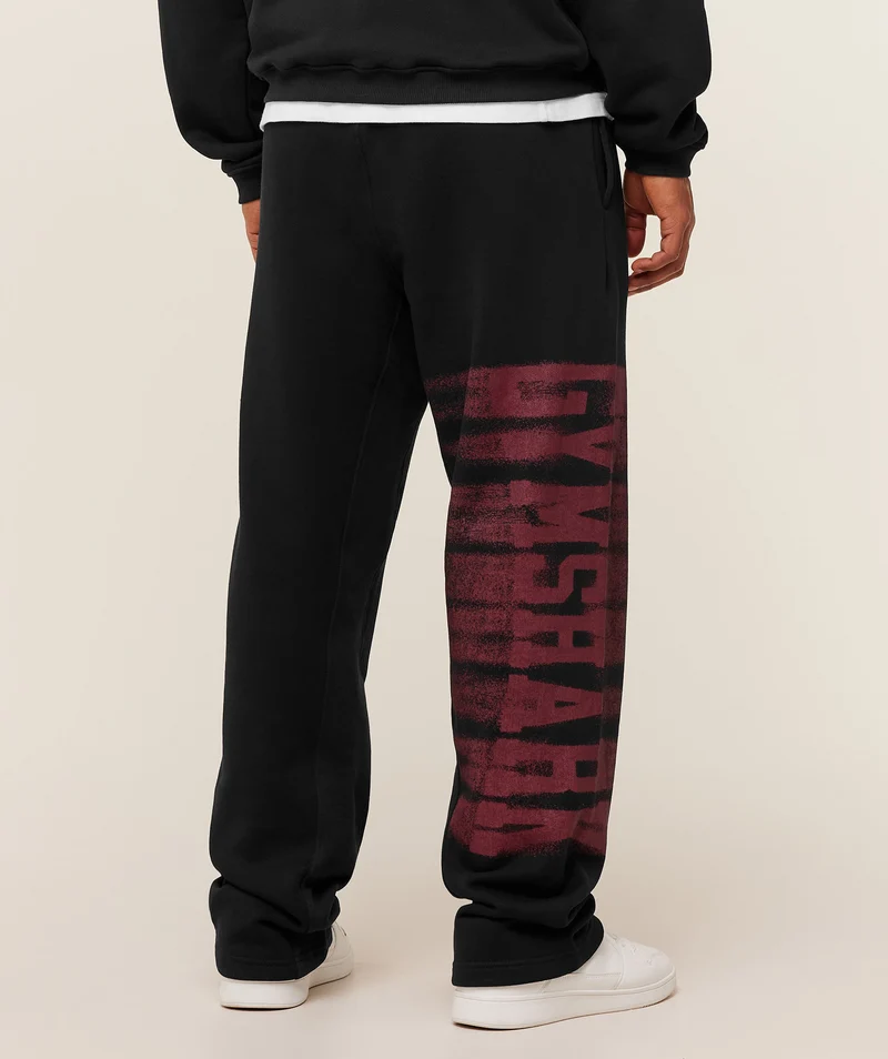 Gymshark Fade Graphic Straight Leg Pant - Black/Sets Red