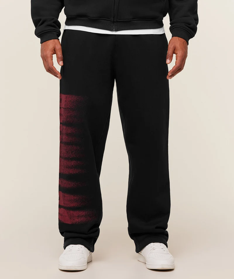 Gymshark Fade Graphic Straight Leg Pant - Black/Sets Red