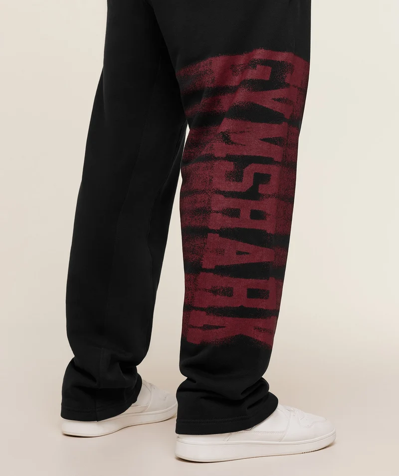 Gymshark Fade Graphic Straight Leg Pant - Black/Sets Red