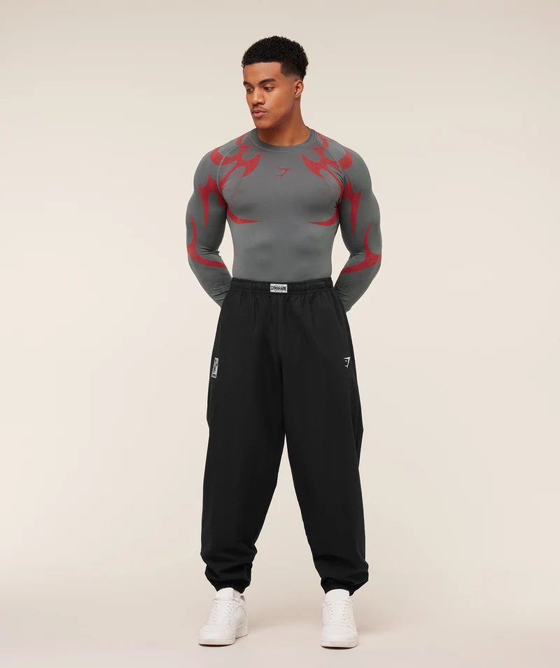 Gymshark Storm Seamless Long Sleeve T-Shirt - Dark Grey/Zesty Red