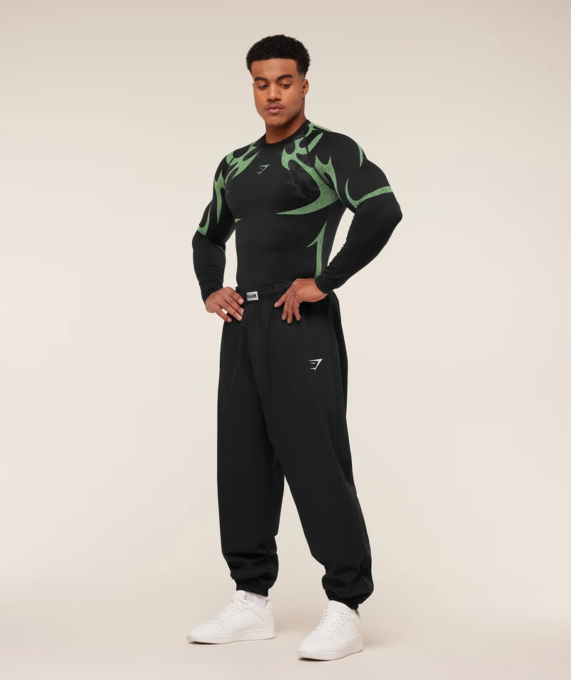 Gymshark Storm Seamless Long Sleeve T-Shirt - Black/Active Green