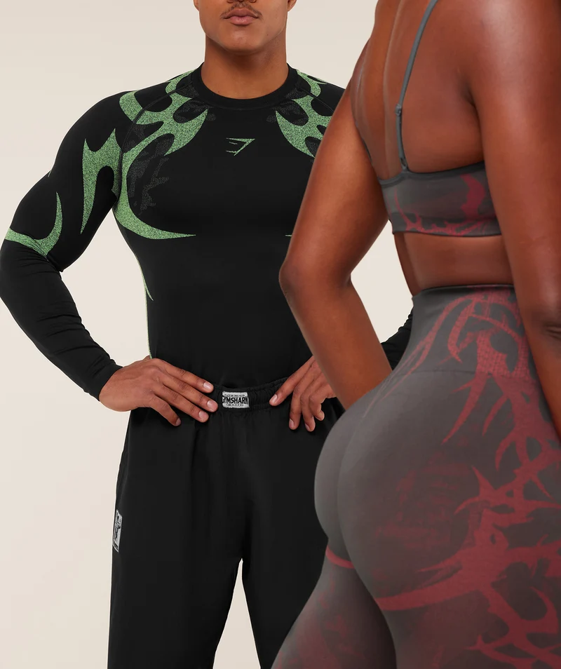 Gymshark Storm Seamless Long Sleeve T-Shirt - Black/Active Green
