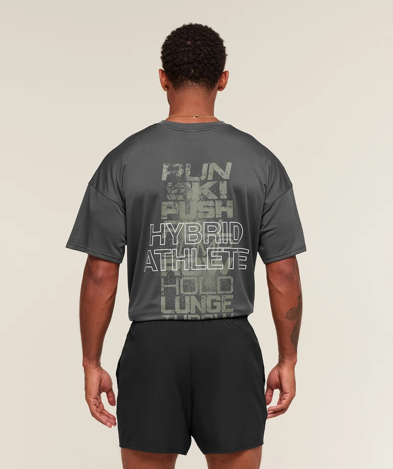 Gymshark Hybrid Athlete T-Shirt - Onyx Grey