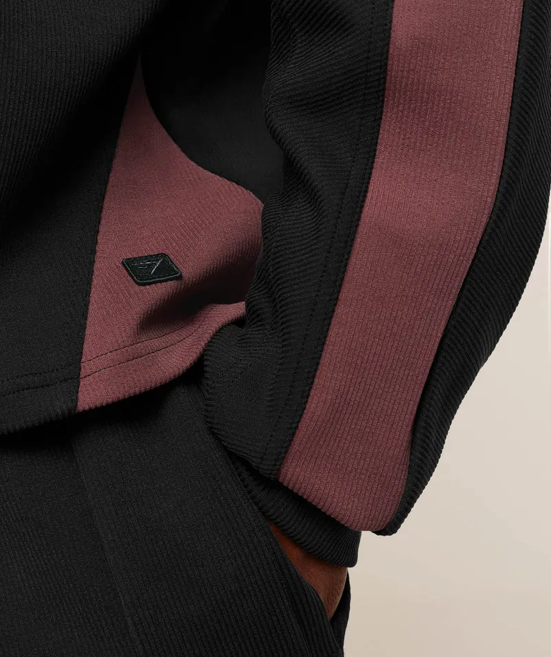 Gymshark Bodybuilding Zip Up Hoodie - Black/Burgundy Brown