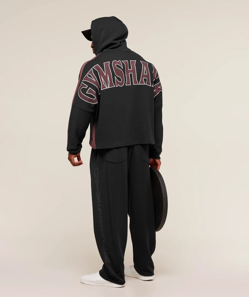 Gymshark Bodybuilding Zip Up Hoodie - Black/Burgundy Brown