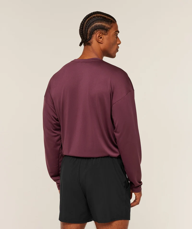 Gymshark Arrival Oversized Long Sleeve T-Shirt - Impact Burgundy
