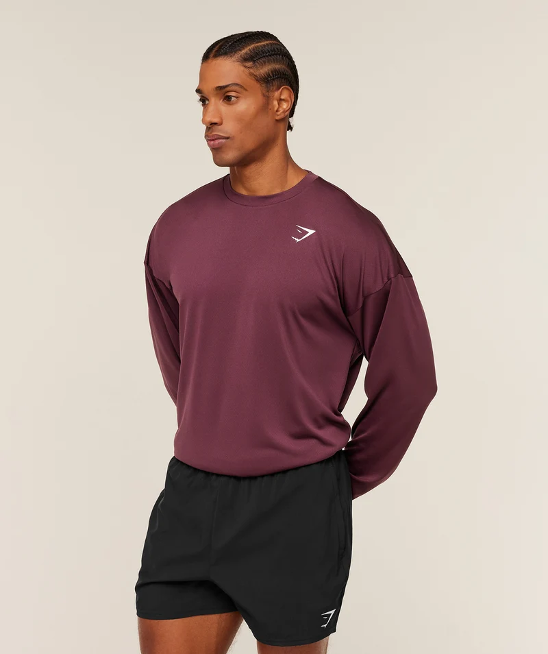 Gymshark Arrival Oversized Long Sleeve T-Shirt - Impact Burgundy