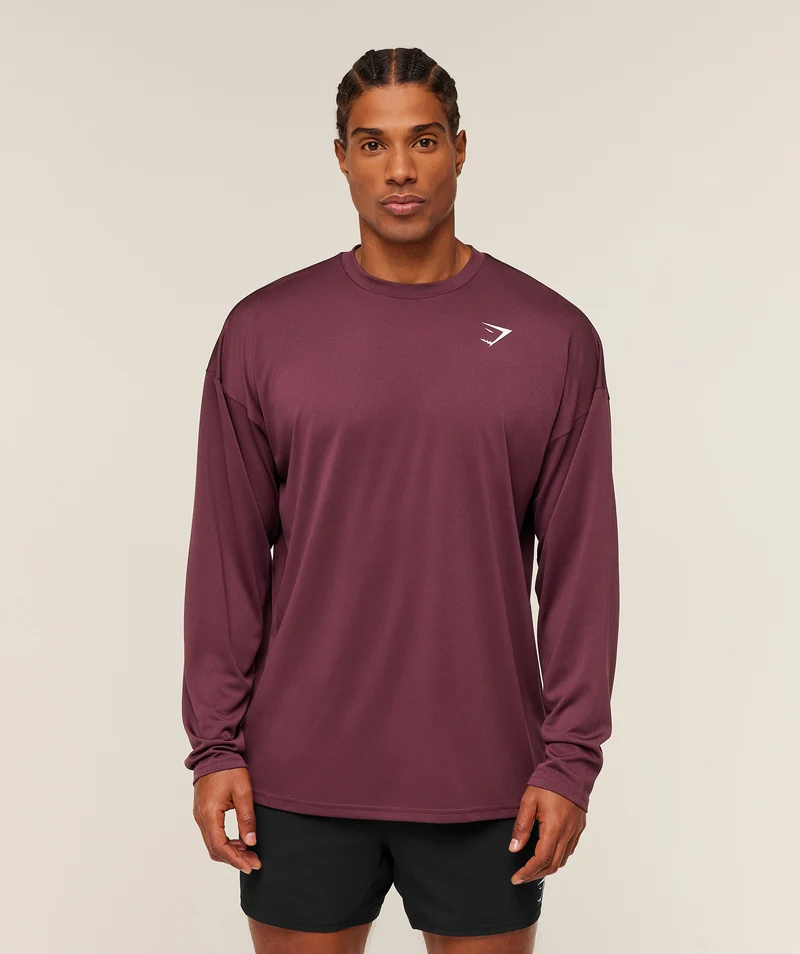 Gymshark Arrival Oversized Long Sleeve T-Shirt - Impact Burgundy