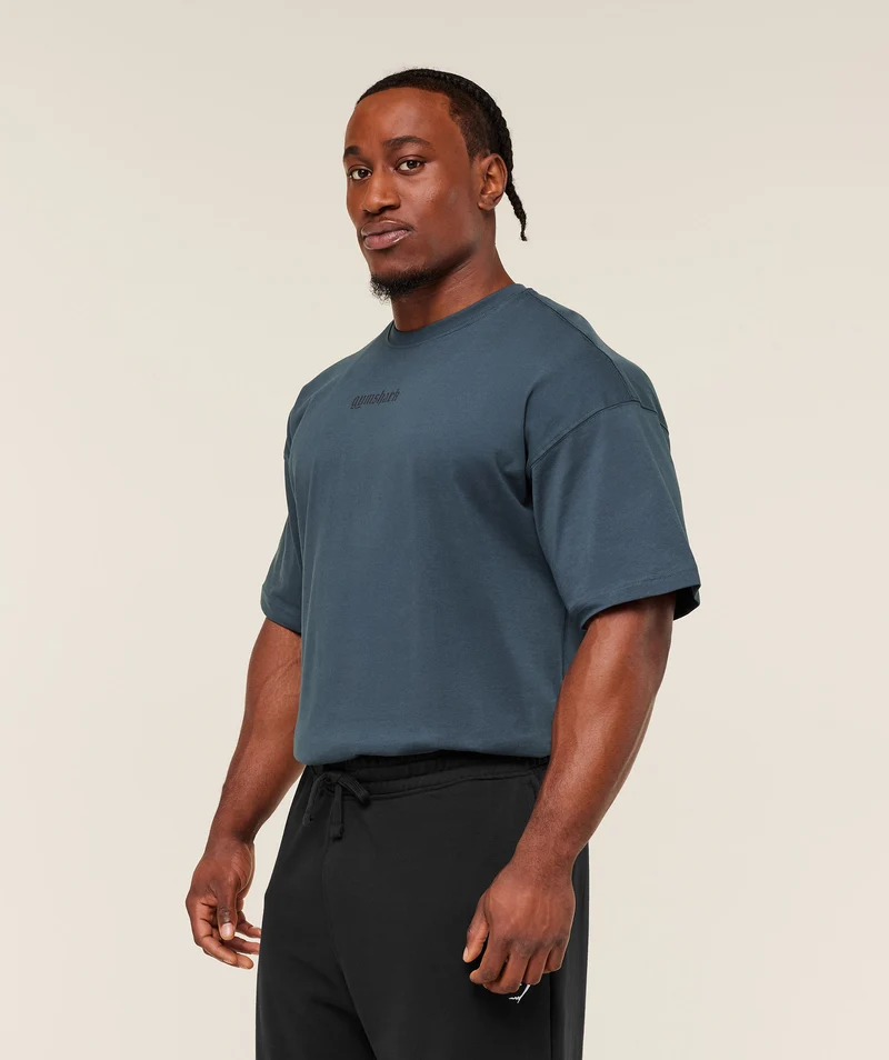 Gymshark Olde English T-Shirt - Stealth Blue