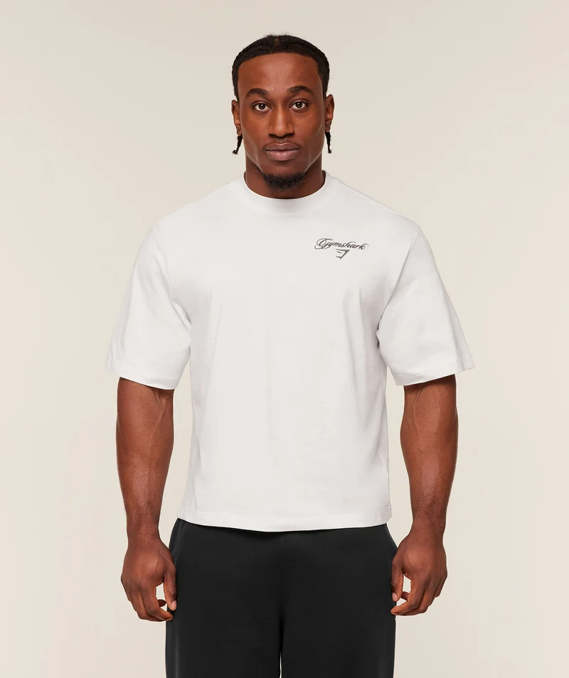 Gymshark Eagle Script Graphic T-Shirt - Soft White