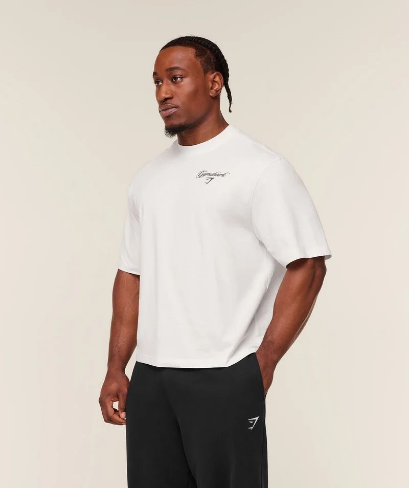 Gymshark Eagle Script Graphic T-Shirt - Soft White