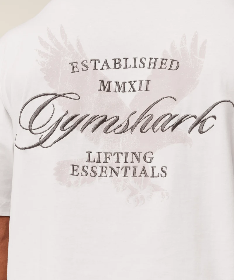 Gymshark Eagle Script Graphic T-Shirt - Soft White