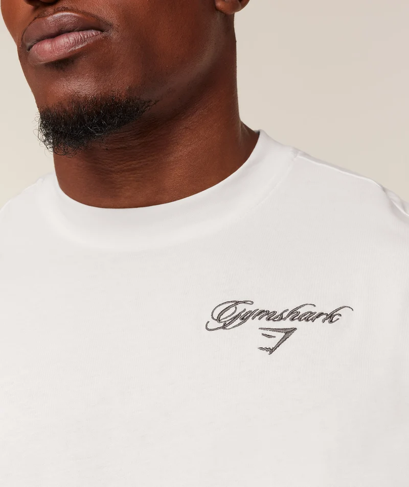 Gymshark Eagle Script Graphic T-Shirt - Soft White