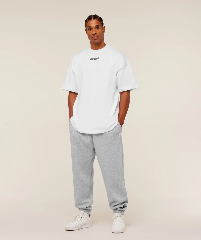 Gymshark Crest Oversized Jogger - Light Grey Core Marl