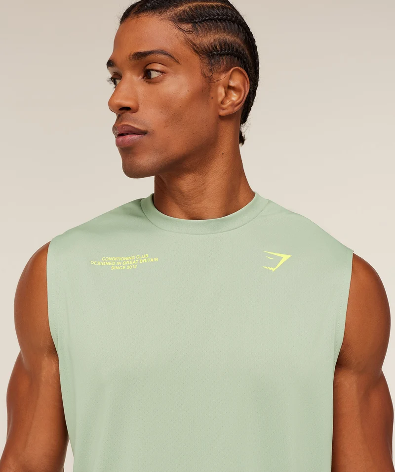 Gymshark Conditioning Club Tank - Haze Green/Sorbet Yellow