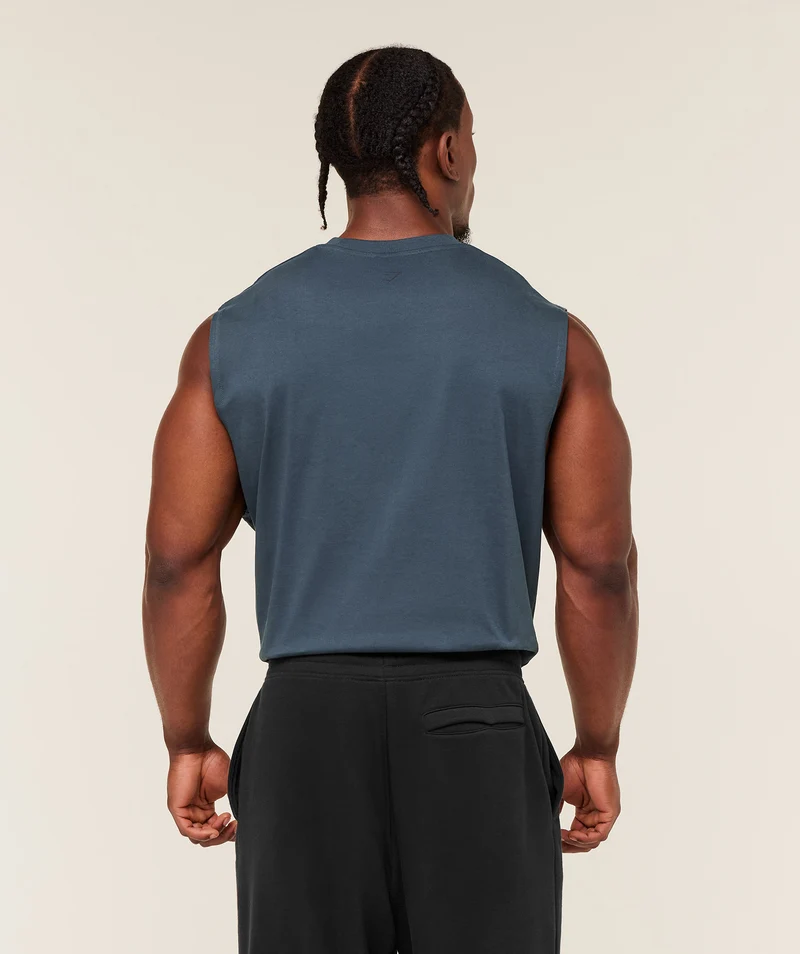 Gymshark Olde English Tank - Stealth Blue