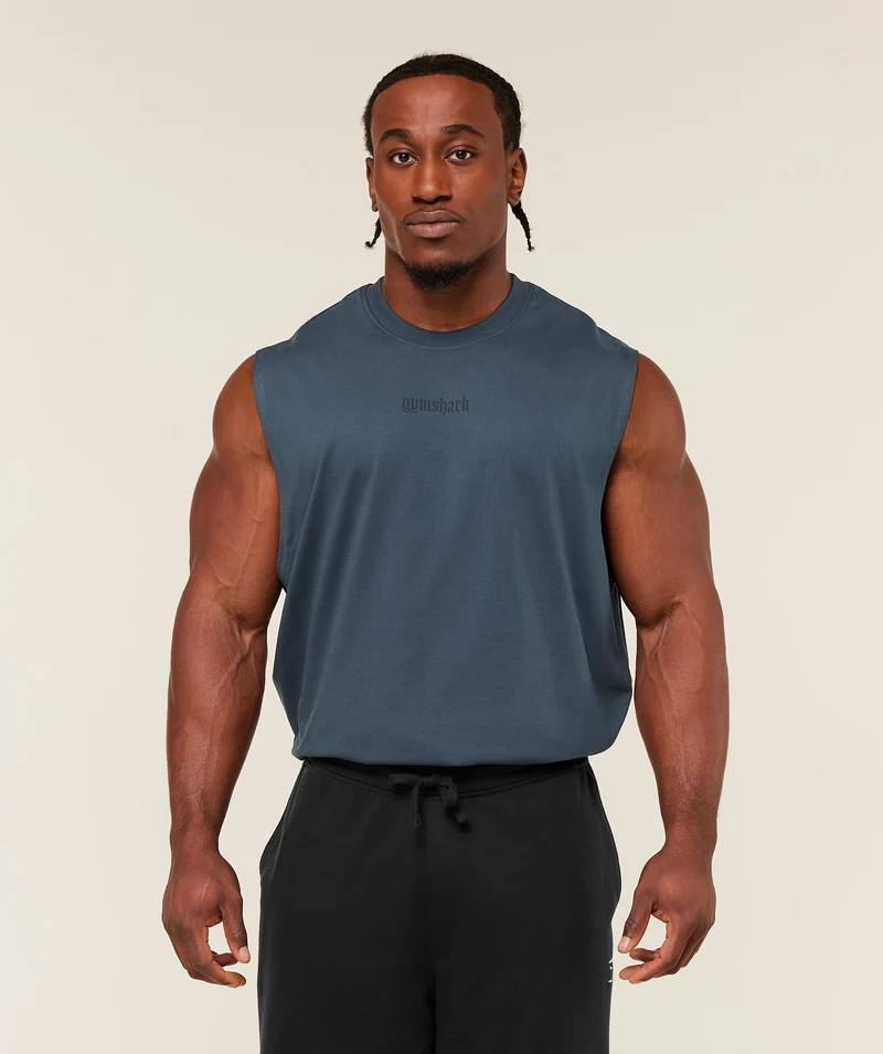 Gymshark Olde English Tank - Stealth Blue