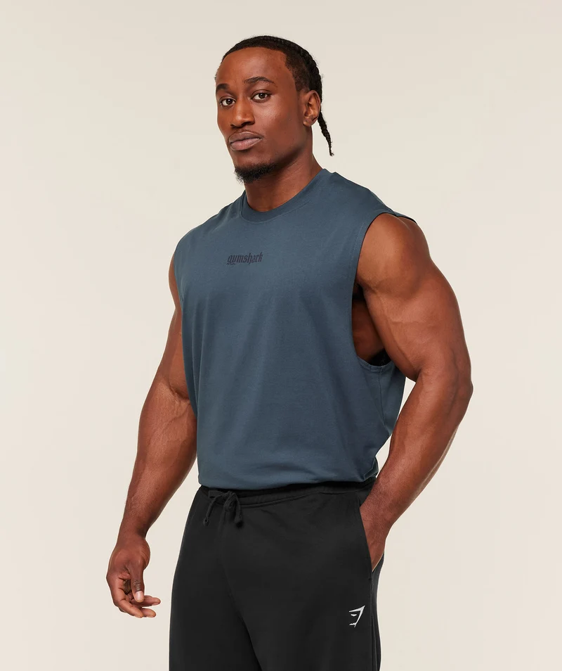 Gymshark Olde English Tank - Stealth Blue