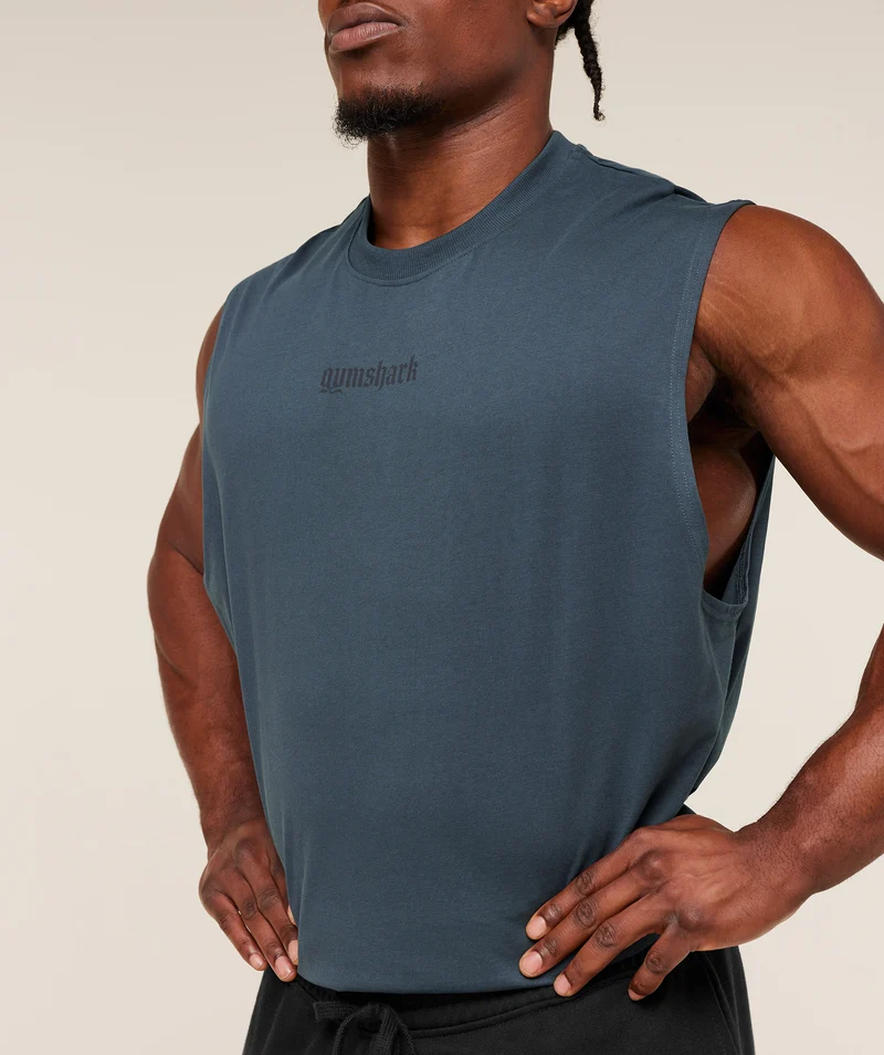Gymshark Olde English Tank - Stealth Blue
