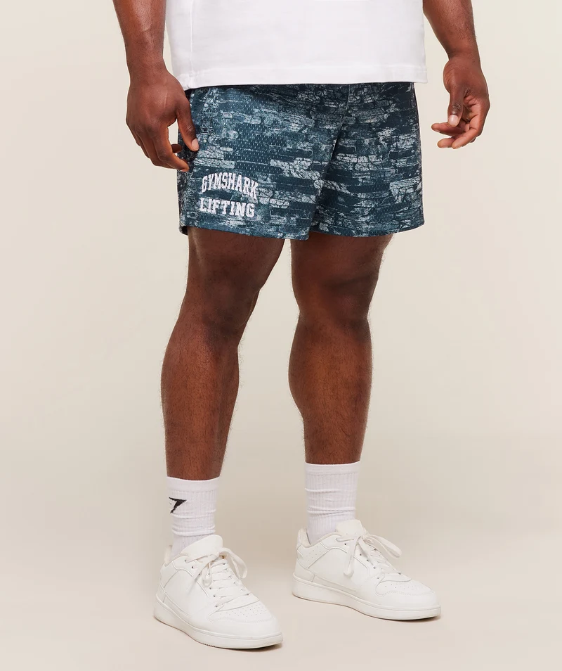Gymshark Lifting Mesh 5" Shorts - Smoke Blue