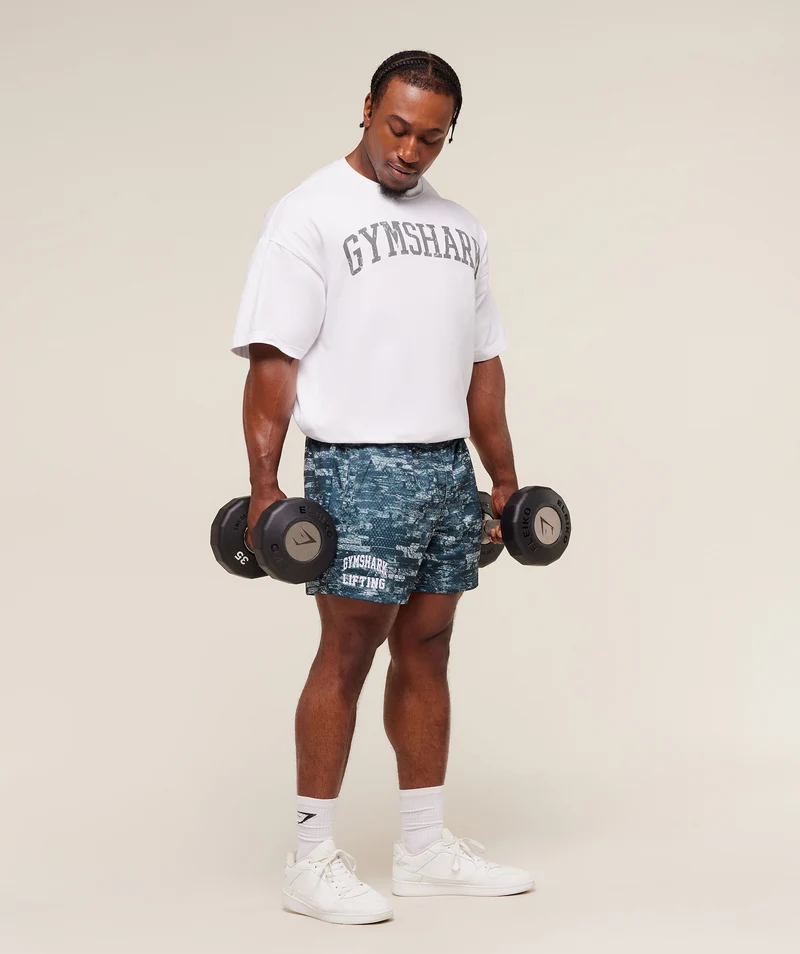 Gymshark Lifting Mesh 5" Shorts - Smoke Blue