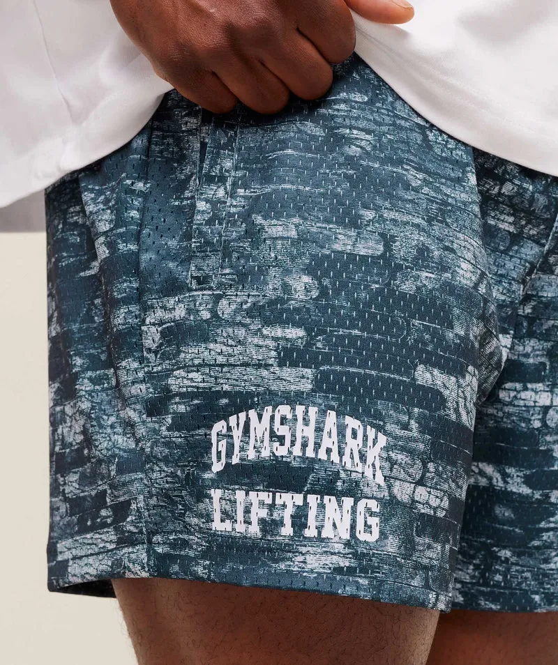 Gymshark Lifting Mesh 5" Shorts - Smoke Blue