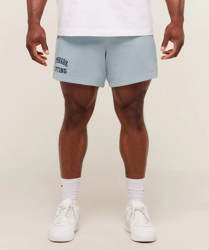Gymshark Lifting Mesh 5" Shorts - Smoke Blue