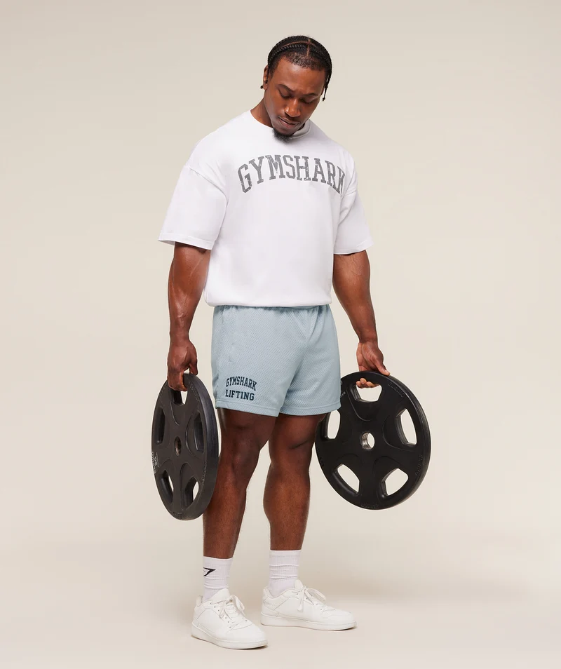 Gymshark Lifting Mesh 5" Shorts - Smoke Blue