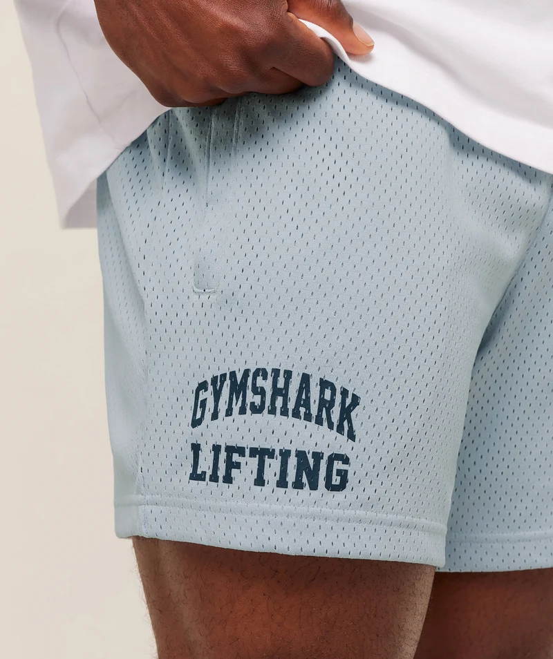 Gymshark Lifting Mesh 5" Shorts - Smoke Blue