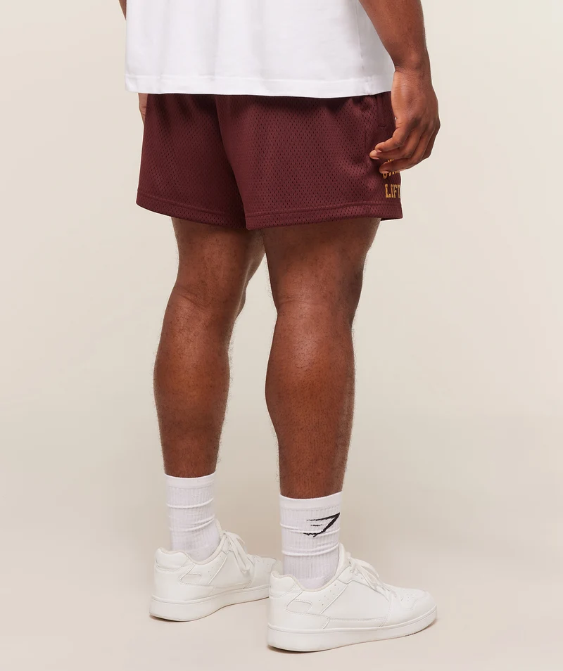 Gymshark Lifting Mesh 5" Shorts - Rich Maroon