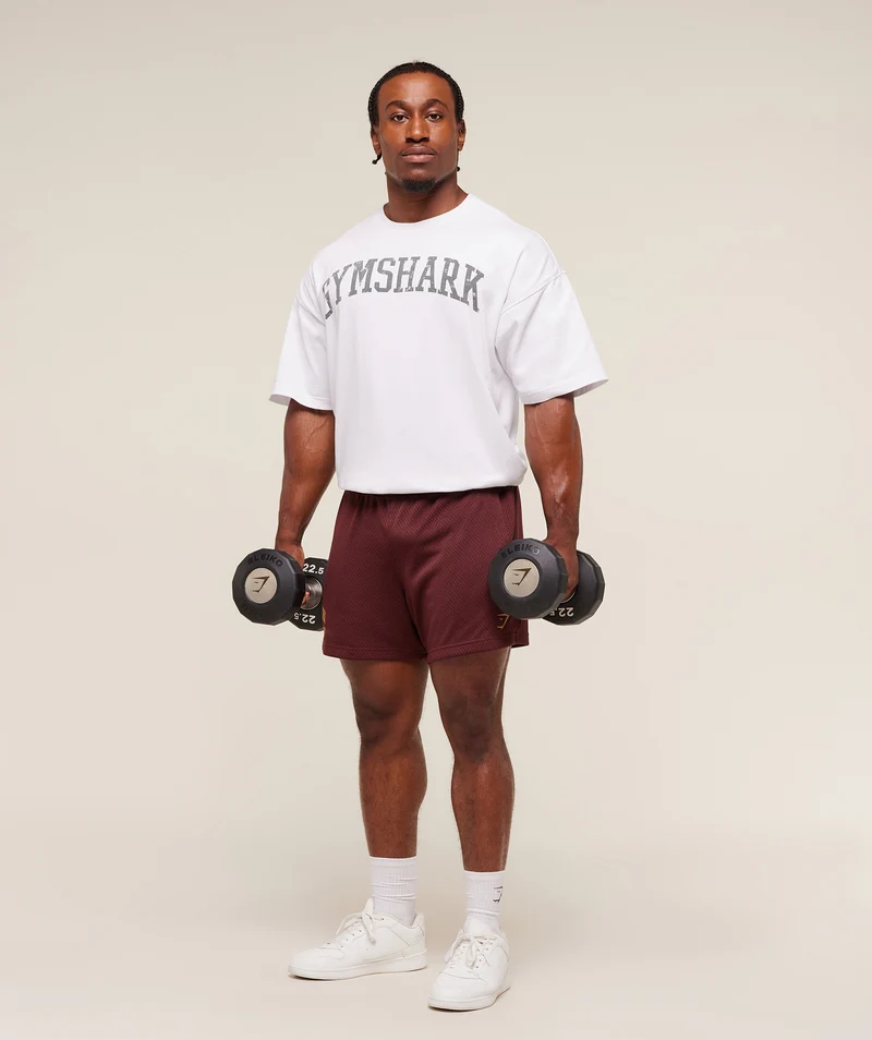 Gymshark Lifting Mesh 5" Shorts - Rich Maroon