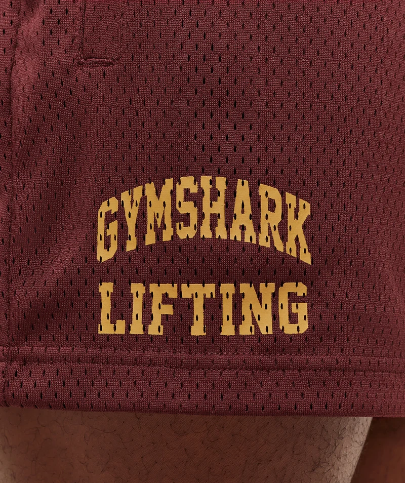 Gymshark Lifting Mesh 5" Shorts - Rich Maroon