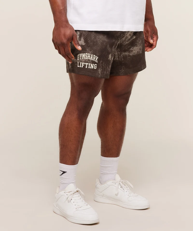 Gymshark Lifting Mesh 5" Shorts - Lifestyle Brown