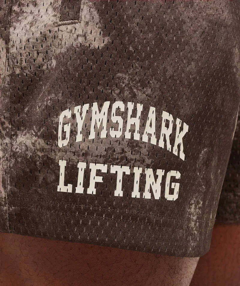 Gymshark Lifting Mesh 5" Shorts - Lifestyle Brown
