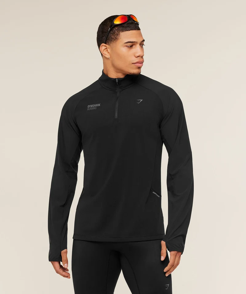 Gymshark Running Elite 1/4 Zip - Black