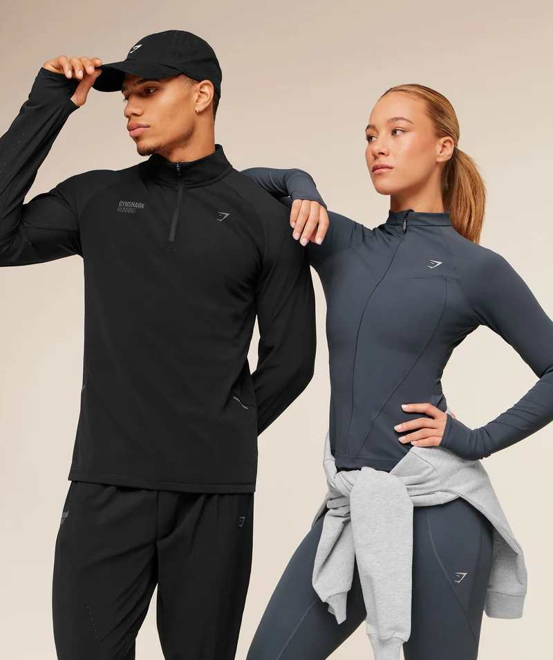Gymshark Running Elite 1/4 Zip - Black