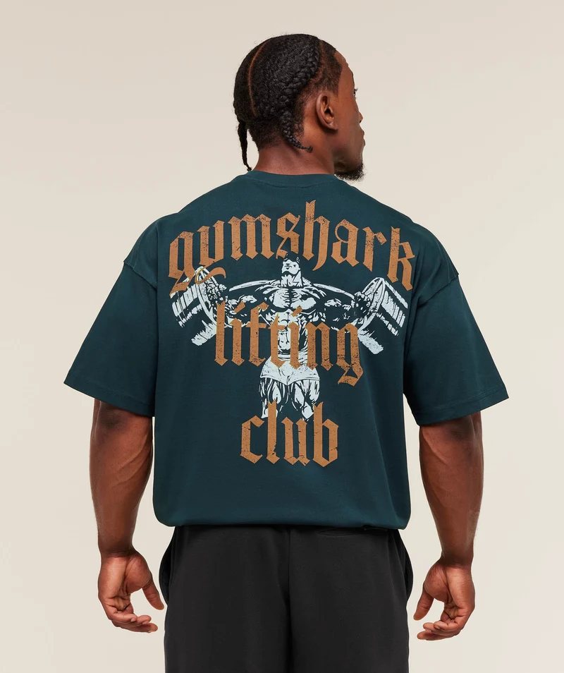 Gymshark Lifting Club T-Shirt - Deep Petrol Blue/Antique Gold