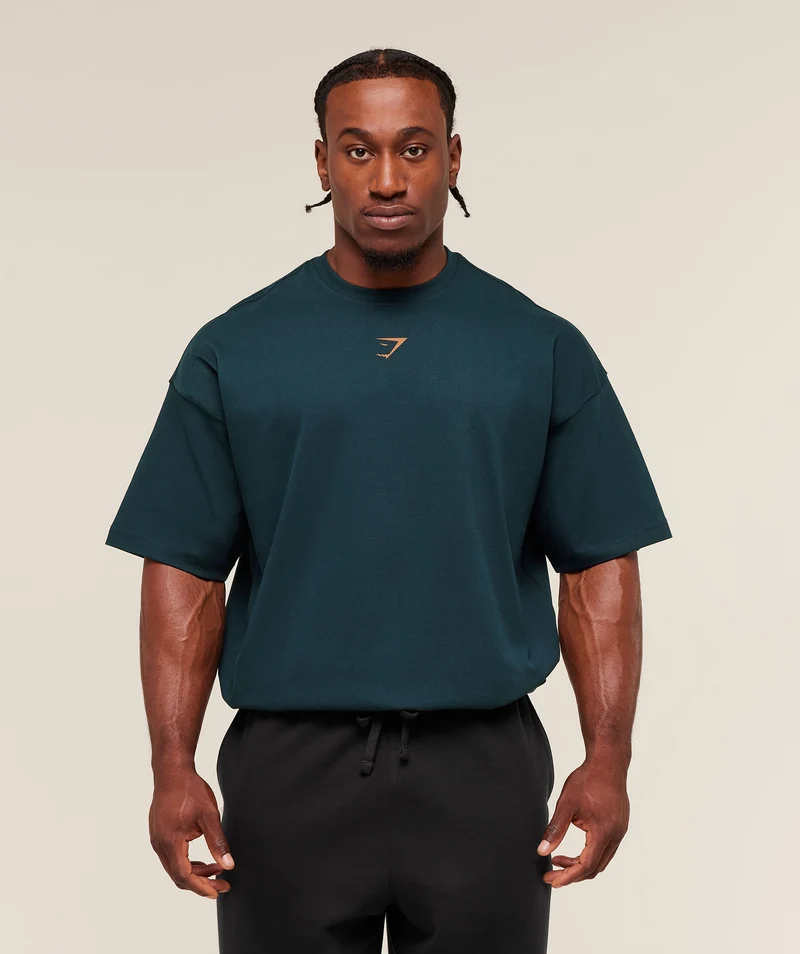 Gymshark Lifting Club T-Shirt - Deep Petrol Blue/Antique Gold