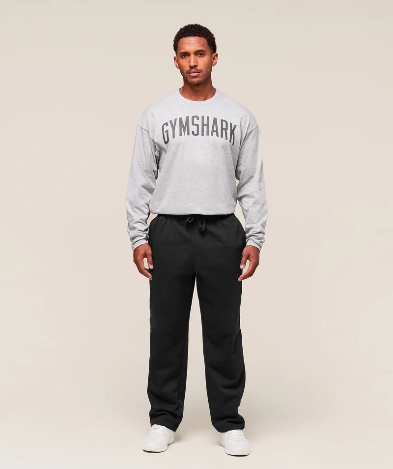 Gymshark Worn Graphic Long Sleeve T-Shirt - Light Grey Core Marl