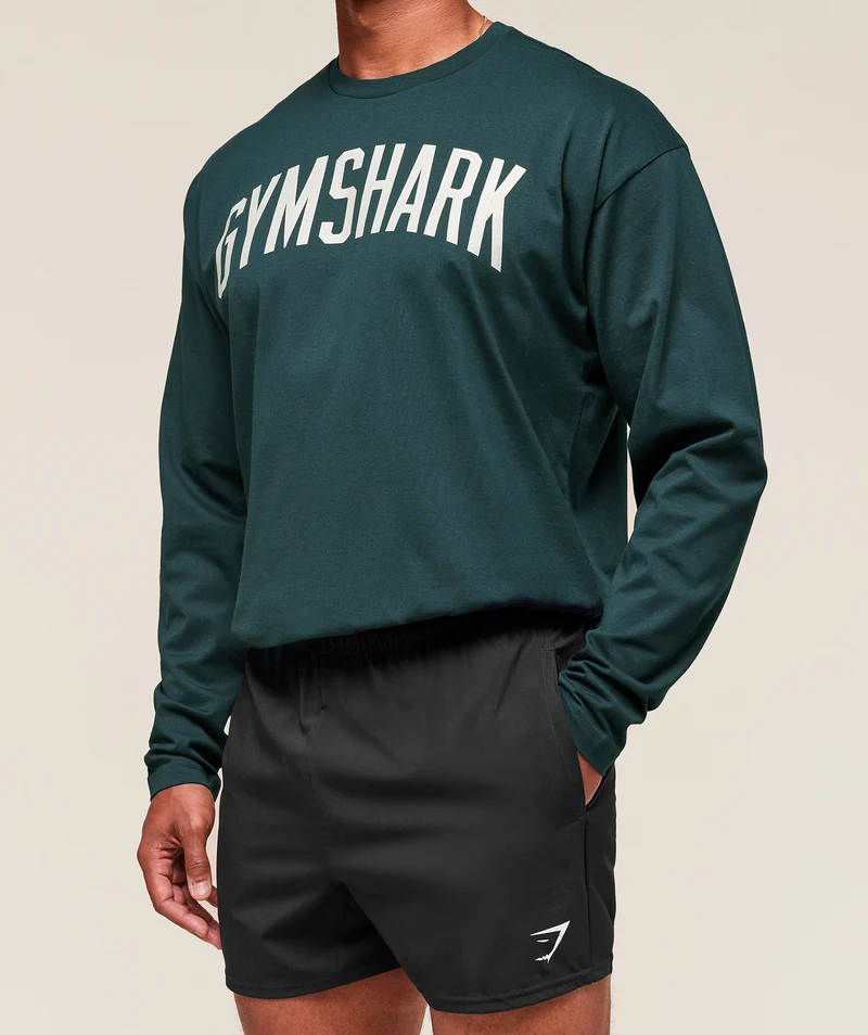 Gymshark Worn Graphic Long Sleeve T-Shirt - Deep Petrol Blue