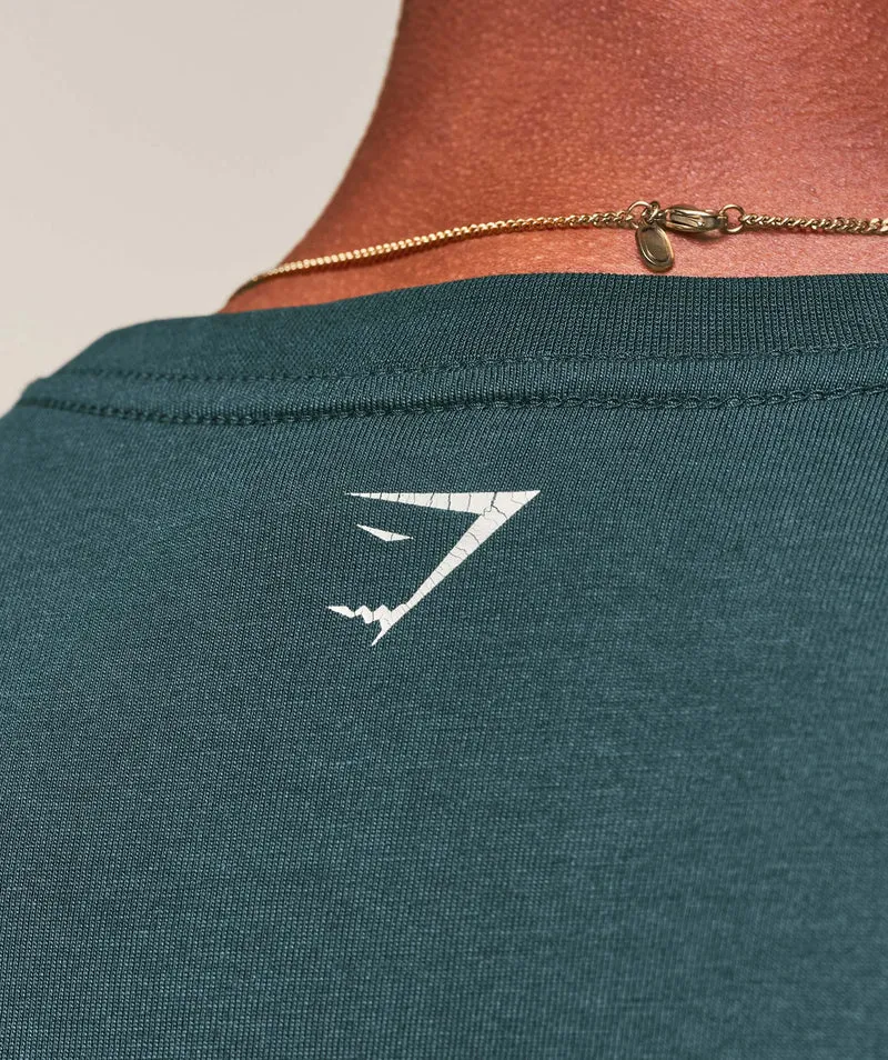 Gymshark Worn Graphic Long Sleeve T-Shirt - Deep Petrol Blue