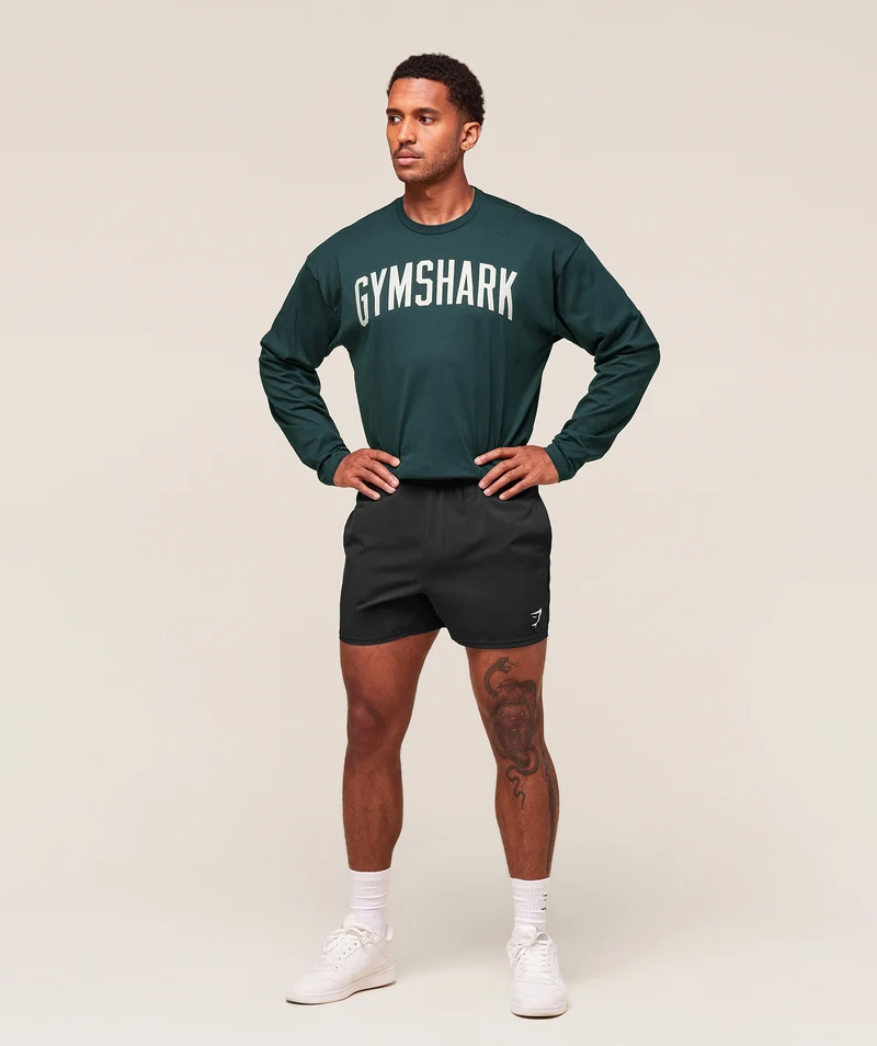 Gymshark Worn Graphic Long Sleeve T-Shirt - Deep Petrol Blue