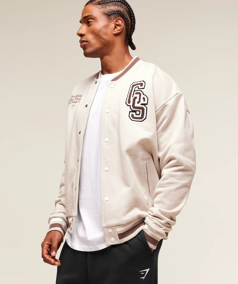 Gymshark Varsity Jacket - Pebble Grey