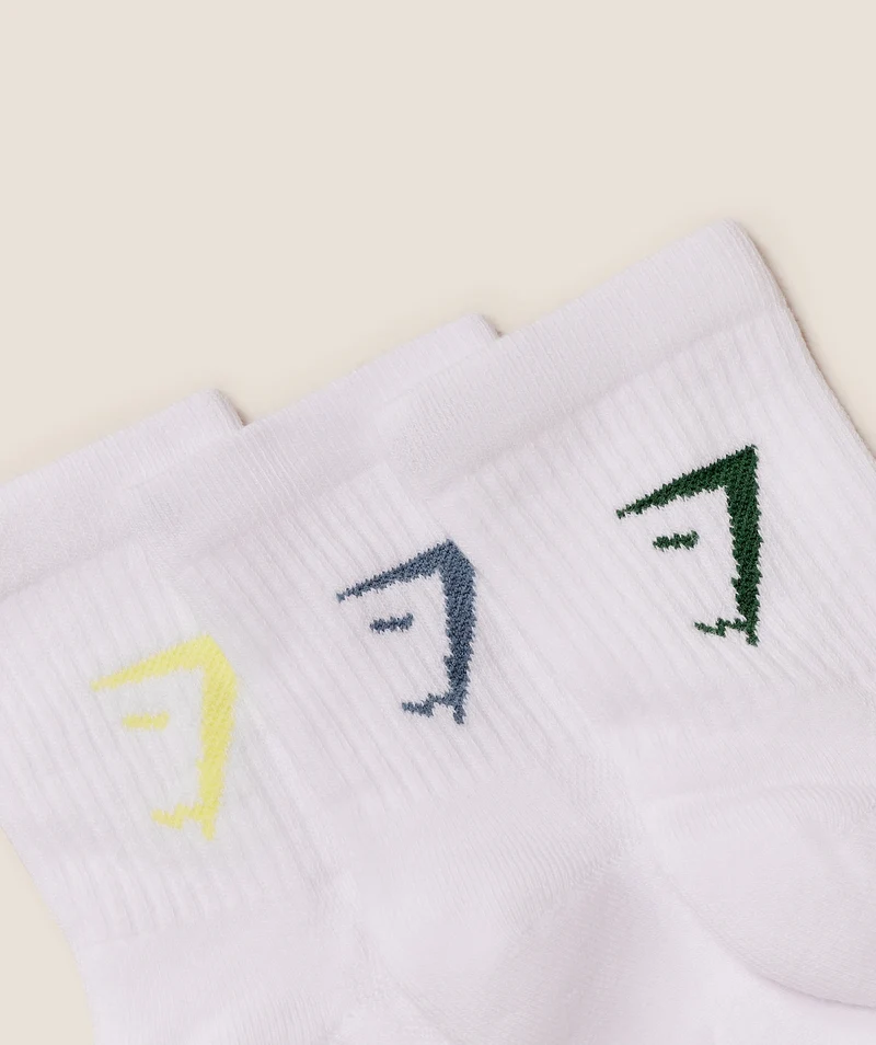 Gymshark Midi Socks 3pk - Lift Green/Worn Blue/Sorbet Yellow