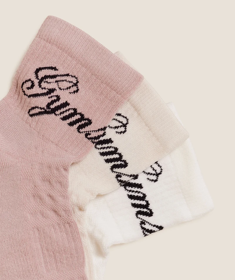Gymshark Cursive Wordmark Graphic Midi 3pk - Muted Pink/Oat White/Soft White