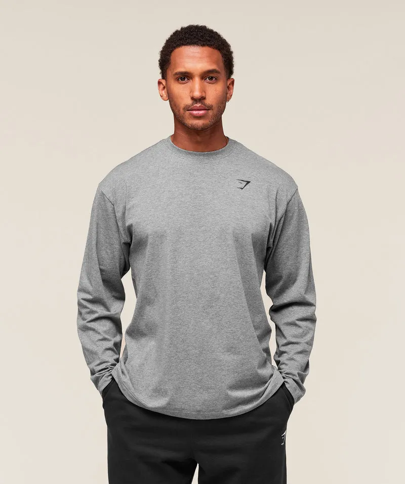 Gymshark Essential Oversized Long Sleeve T-Shirt - Charcoal Core Marl