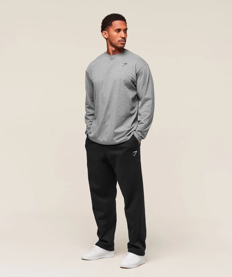 Gymshark Essential Oversized Long Sleeve T-Shirt - Charcoal Core Marl