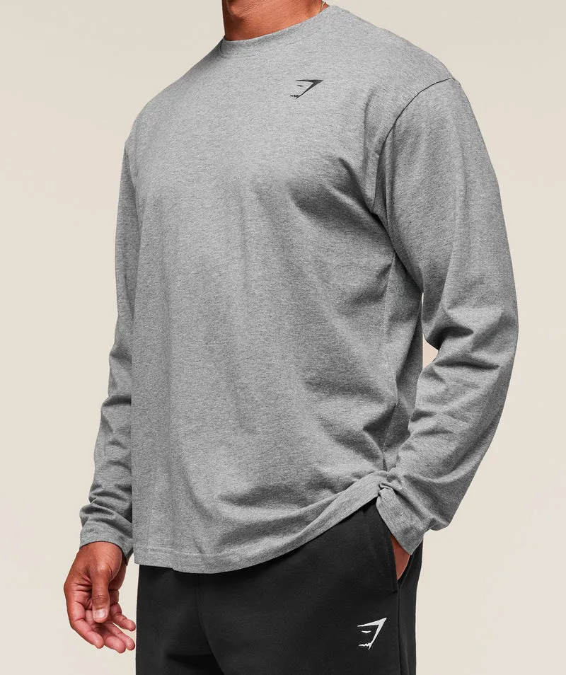 Gymshark Essential Oversized Long Sleeve T-Shirt - Charcoal Core Marl